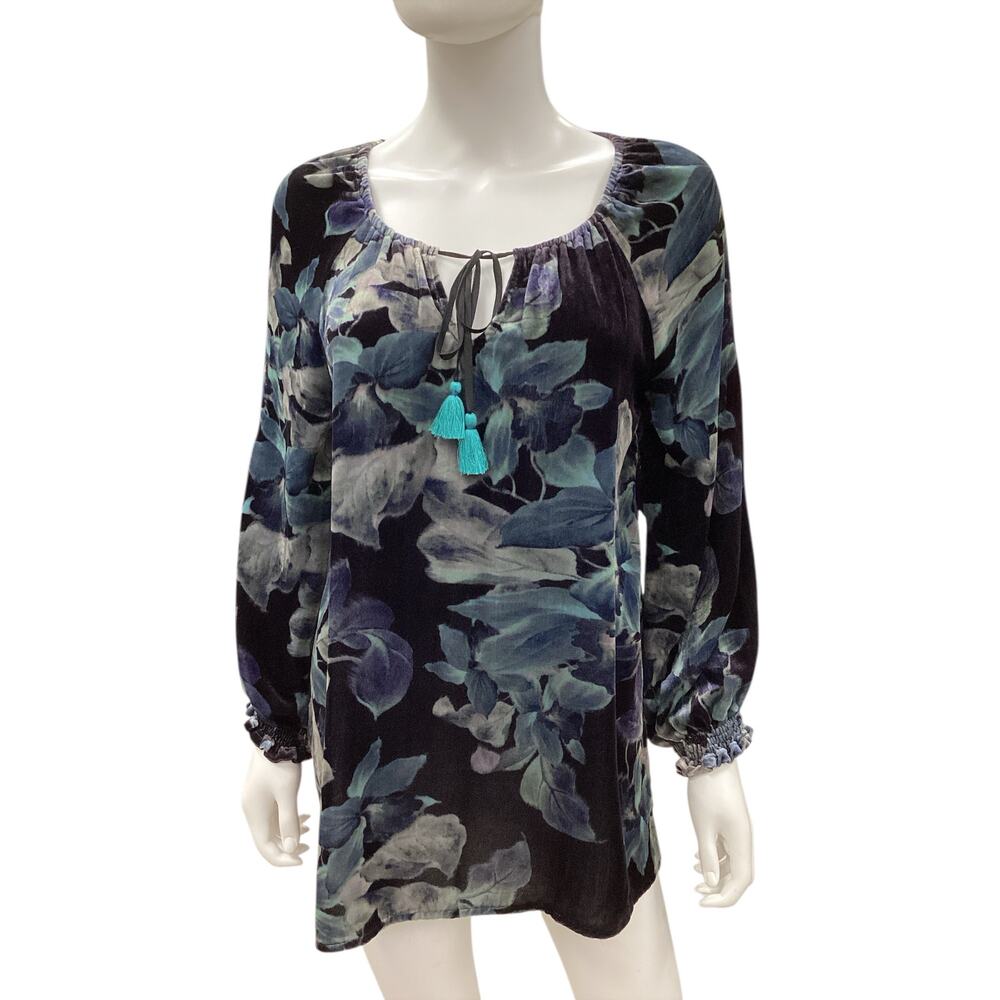 Johnny Was LosAngeles Top/Tunic Women’s SZ S Rayon/ Silk Blend Soft ShadesOfBlue